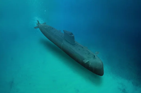 海军潜艇在执行任务时潜入水下 — 图库照片