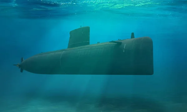 海底海底近くの深海潜水艦 — ストック写真