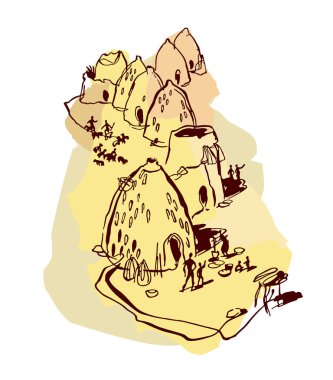 beyaz boyalı arka planda Afrika yerleşmenin kroki