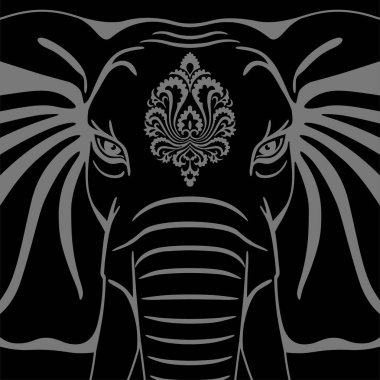 siyah bir arka plan dekoratif bir unsur kafayla fil
