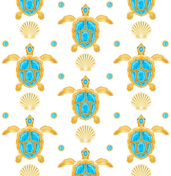 装饰背景的金黄海龟在白色背景 — 图库矢量图片#