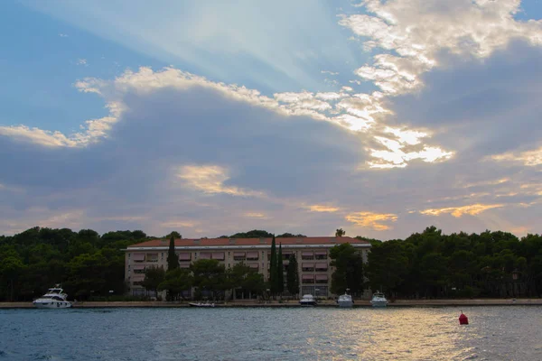 Cielo Sobre Isla Brioni Croacia Mar Adriático Puesta Del Sol —  Fotos de Stock