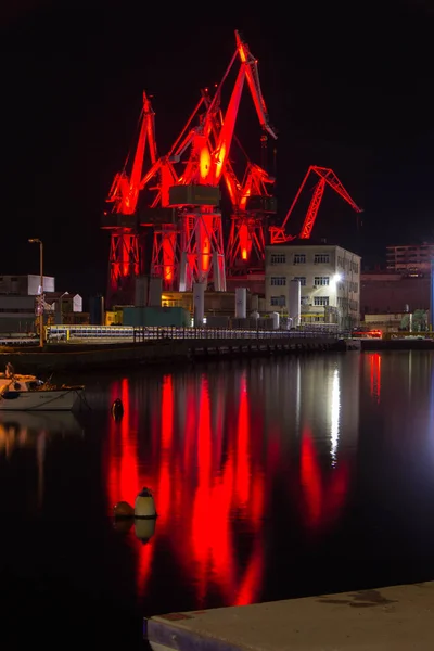 Chantier Naval Uljanik Pula Croatie Dont Les Grues Sont Éclairées — Photo