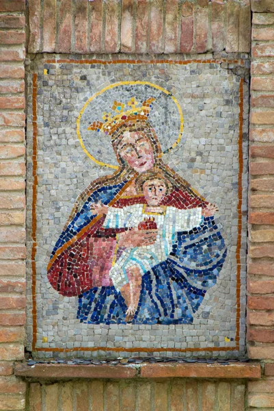 Antico Mosaico Gesù Sua Madre Maria Sulla Chiesa Cattolica — Foto Stock