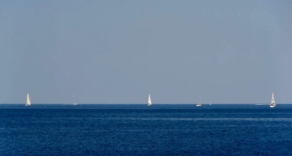 Vitorlások Tenger Víz Racing Regatta Földközi Tenger Nyári Kaland Aktív — Stock Fotó