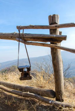 Bir film fotoğraf için manuel sarma ile eski Sovyet telemetre film kamera Fed. 35 mm telemetre kameralı
