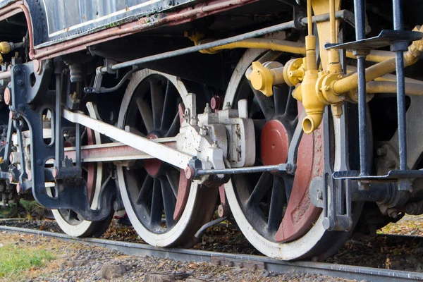 Uma Antiga Locomotiva Vapor Uma Exposição Museu Planalto Frente Estação — Fotografia de Stock