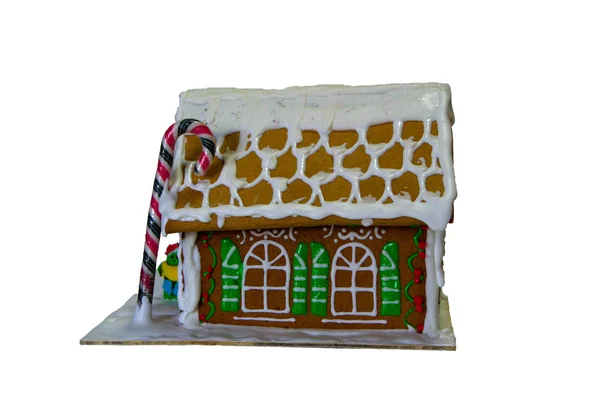 Gingerbread Colorful House White Backgrounde Christmas Atmosphere — Stock Photo, Image