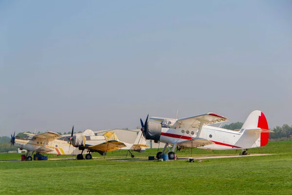 Small aircraft on private airport — Stock Photo, Image