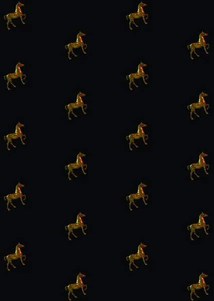 황동 말의 그림으로 만든 패턴 배경 — 스톡 사진