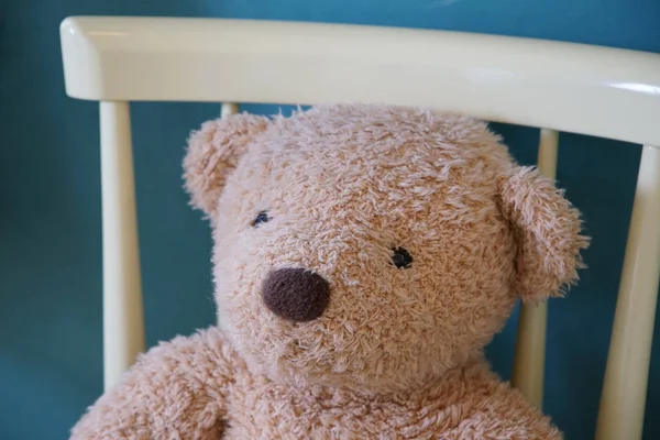 Stuffed Toy Bear Which Sat Chair Room — Stock Photo, Image