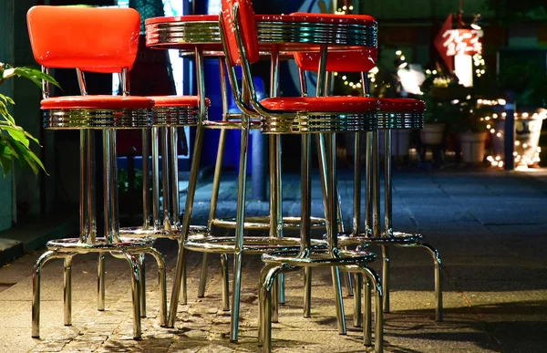 Nachtansicht Des Cafés Auf Der Straße Der Stadt — Stockfoto