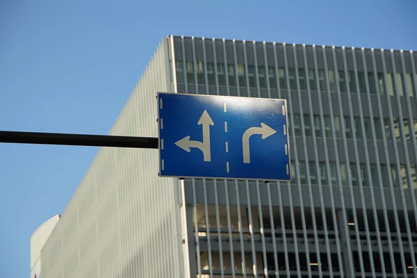 Japanese Blue Sky Road Signs Scenery Skyscrapers — Stock Photo, Image