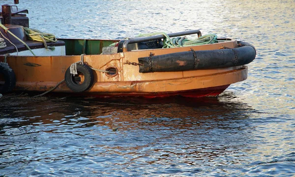 Workboat Which Anchors Port Day Fine — Stock Photo, Image