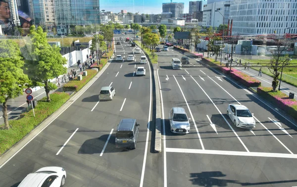 Estrada Carro Cidade Dia Céu Azul Que Foi Perfeito Japão — Fotografia de Stock