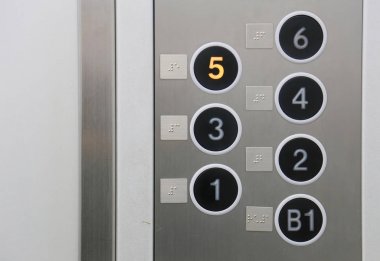 Asansör Braille göstergesi ile kat sayısı için push düğmesi