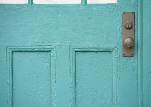 Haustür Eines Hauses Grüner Farbe Gestrichen — Stockfoto