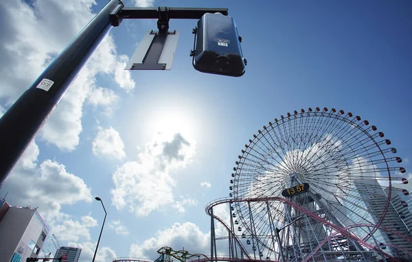 Grande Roue Signal Parc Attractions Route Jour Quand Était Beau — Photo