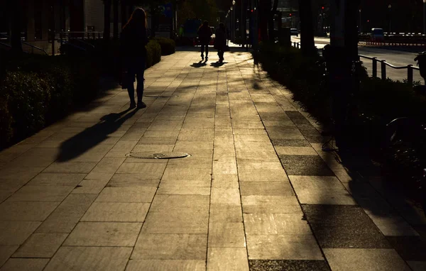 Тротуар Освещаемый Заходящим Солнцем — стоковое фото