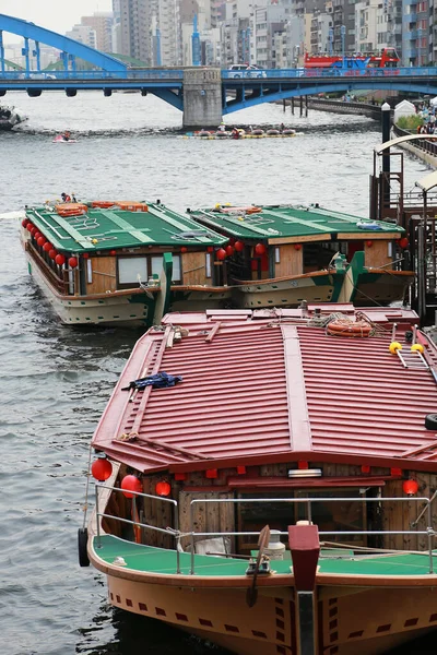 Bateau Touristique Qui Mouille Dans Fleuve Tokyo Japon — Photo