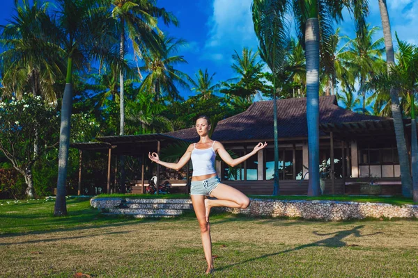 Beautiful young woman doing yoga exercise Stock Image