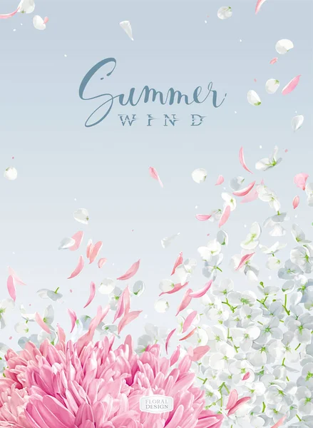 Zomer Wind Luxe Witte Vector Hortensia Bloem Apple Blossom Pink — Stockvector