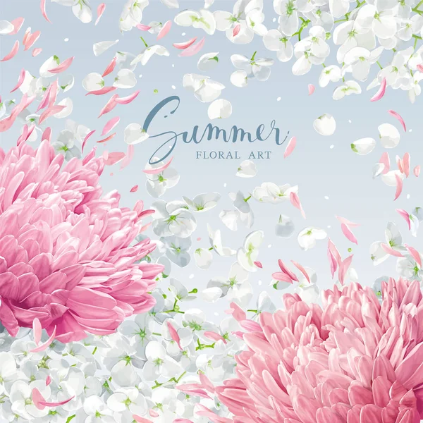 Zomer Wind Luxe Witte Vector Hortensia Bloem Apple Blossom Pink Rechtenvrije Stockillustraties