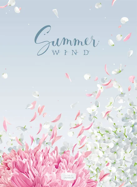 Καλοκαίρι Άνεμος Πολυτελές Διανυσματικά Λευκό Λουλούδι Ορτανσία Μήλο Ανθίσει Ροζ Διάνυσμα Αρχείου