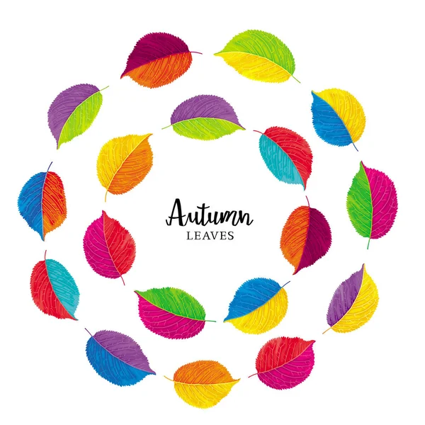 Цветочный Состав Виде Концентрических Кругов Осенних Разноцветных Векторных Листьев Шаблон — стоковый вектор