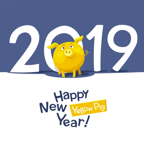 Yellow Pig Chinese Zodiac Symbol New Year 2019 — Stock Vector