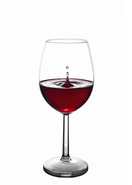 Splash Red Wine Glass White Background — Stock Photo, Image