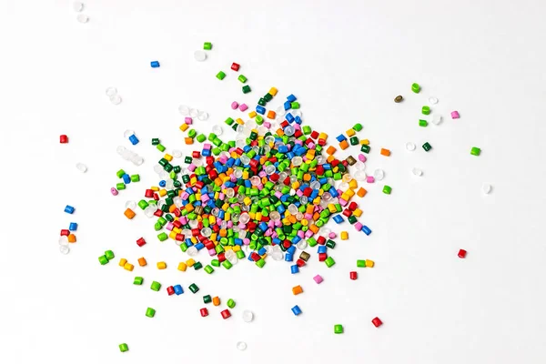 聚合体染料 塑料弹丸 塑料的着色剂 颗粒中的色素 — 图库照片