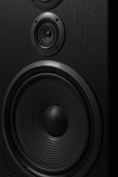 Hifi Black Loud Speaker Box Close Professional Audio Equipment Musician — Stock Photo, Image