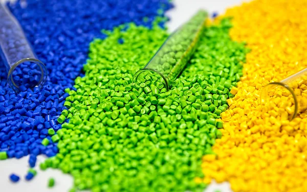 Polymeric dye. Plastic pellets. Colorant for plastics. Pigment in the granules.