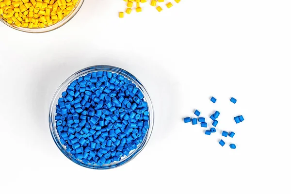 Polymeric dye. Plastic pellets. Colorant for plastics. Pigment in the granules — Stock Photo, Image