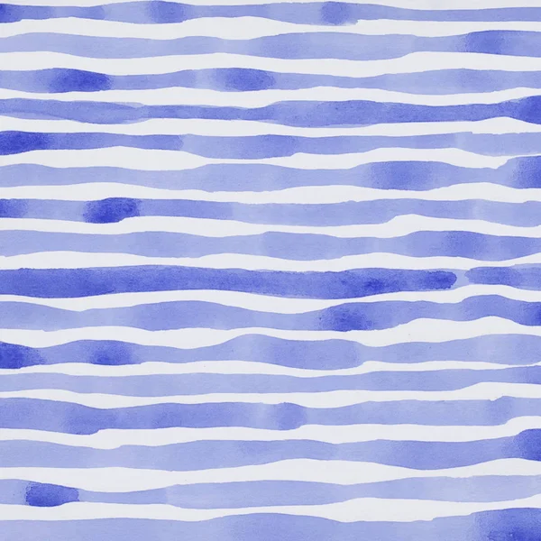Aquarelle Fond Abstrait Rayures Bleues Sur Fond Blanc — Photo