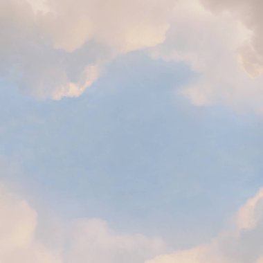 Pembe bulutlar üzerinde ışık mavi gökyüzü ile rüya gibi arka plan