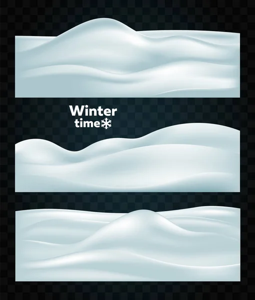 影と救済の雪に覆われた丘のさまざまな構成の つの冬の抽象的な背景のセット — ストックベクタ
