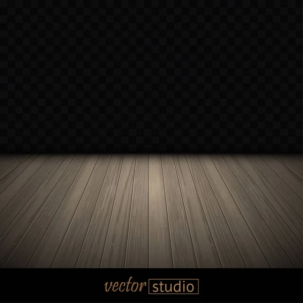 Studio Danse Plancher Bois Éclairé Mur Arrière Sombre — Image vectorielle