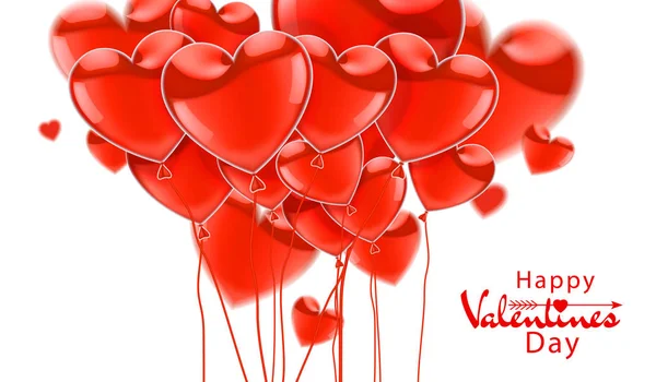 Globos Brillantes Realistas Que Vuelan Rojos Sobre Fondo Blanco Felicitaciones — Vector de stock