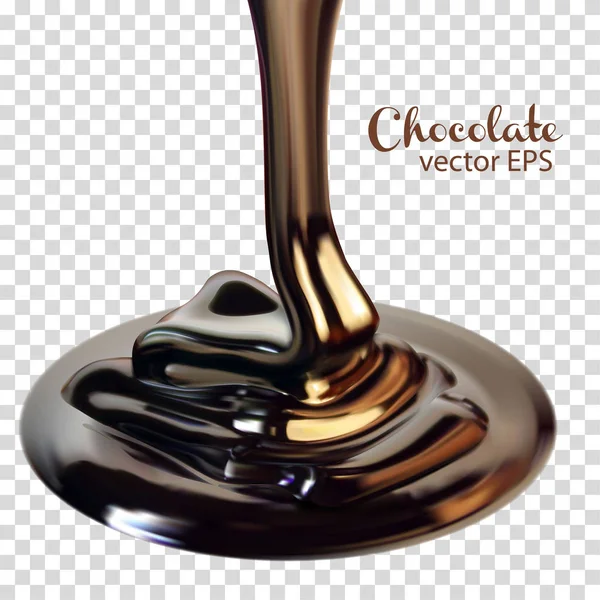 Desain Iklan Coklat Aliran Cokelat Yang Mengkilap Ilustrasi Realistik Yang - Stok Vektor