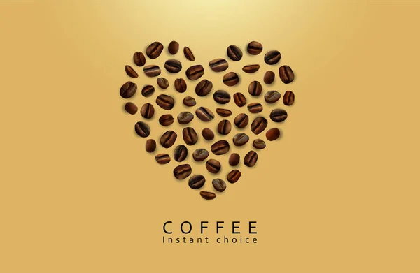 Coffee Advertising Design Heart Coffee Beans Yellow Background Inscription High — Stock Vector