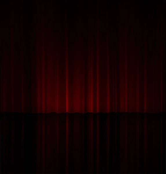 Sceny Teatralne Lekko Zaznaczony Czerwoną Kurtyną Znajduje Odzwierciedlenie Podłodze Wektor — Wektor stockowy