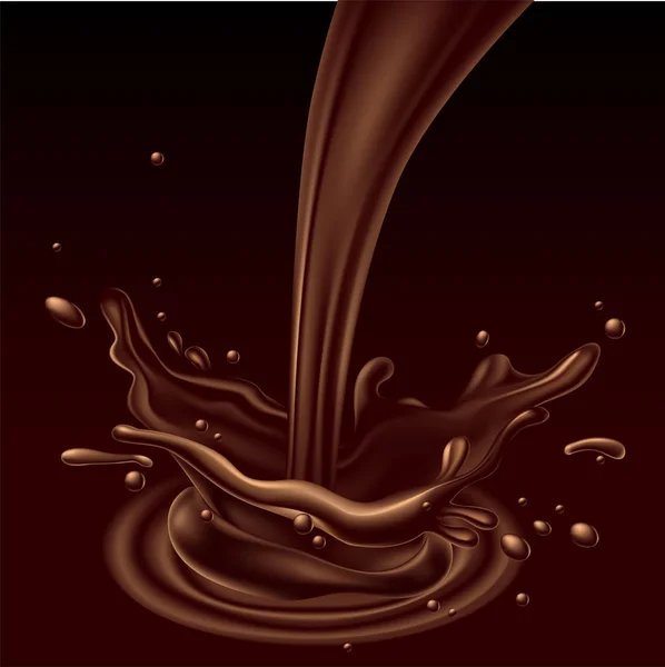 Spray Aus Schokolade Und Spritzeffekt Auf Braunem Hintergrund Vektor Hohe — Stockvektor