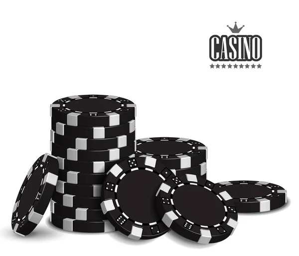 Pubblicità del casinò con un set di chip da gioco su un retro bianco — Vettoriale Stock