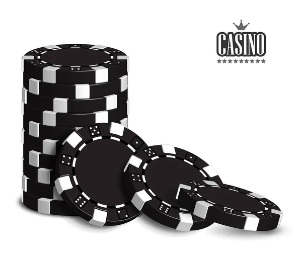 Casino advertising with a set of playing chips on a white backgr — Stock Vector