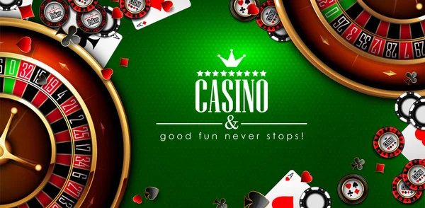 Casino rulet ve casino oyunları unsurları ile reklam — Stok Vektör