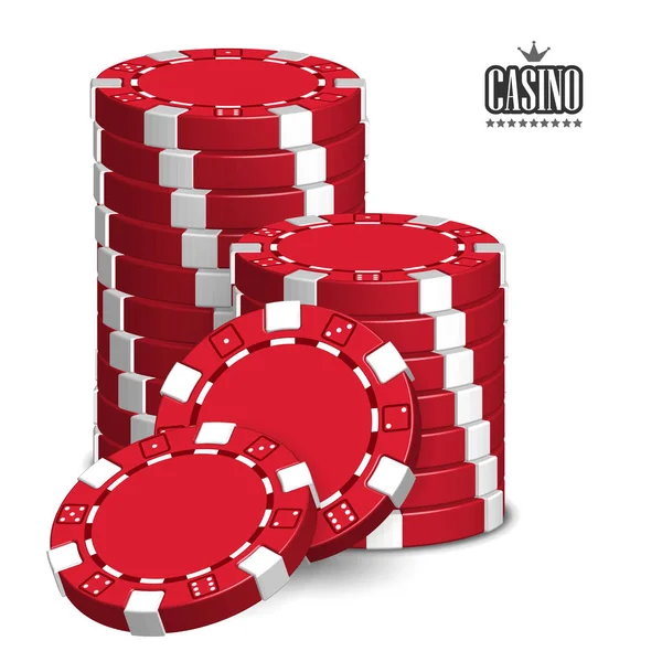 Casino-Werbung mit einem Satz Spielchips auf einem weißen Backgr — Stockvektor