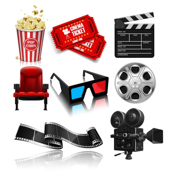 A film industry.on objektumok fehér háttér. 3D vector. H — Stock Vector