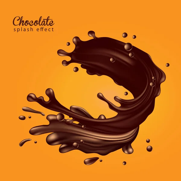 広告チョコレートの背景。液体光沢チョーのジェット — ストックベクタ